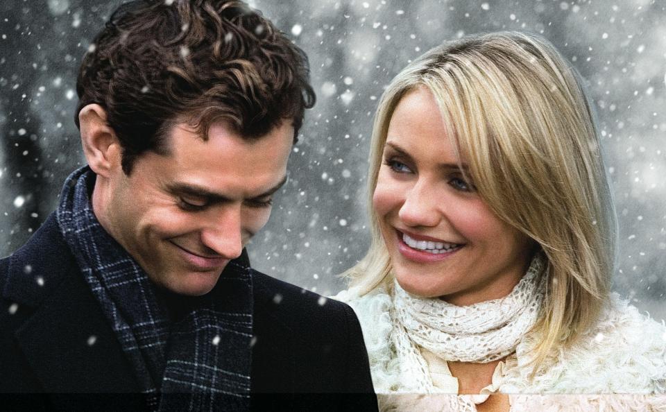 Key art for The Holiday, featuring Cameron Diaz and Jude Law.