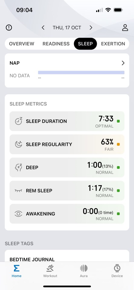 It tells you how long you slept for and details the type of sleep - deep, REM etc.
