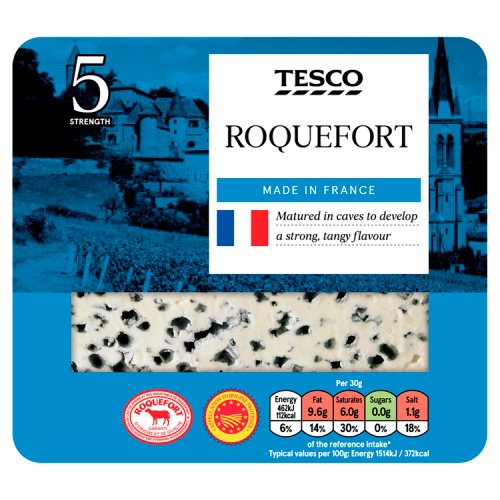 Tesco Roquefort cheese, made in France, strength 5.