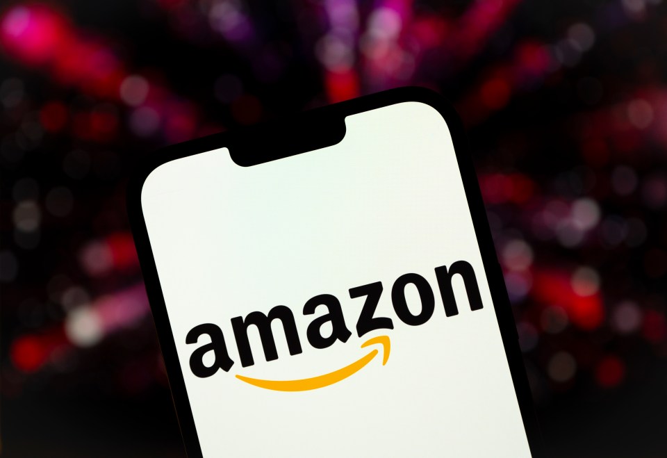 Illustration of the Amazon logo on a smartphone screen.