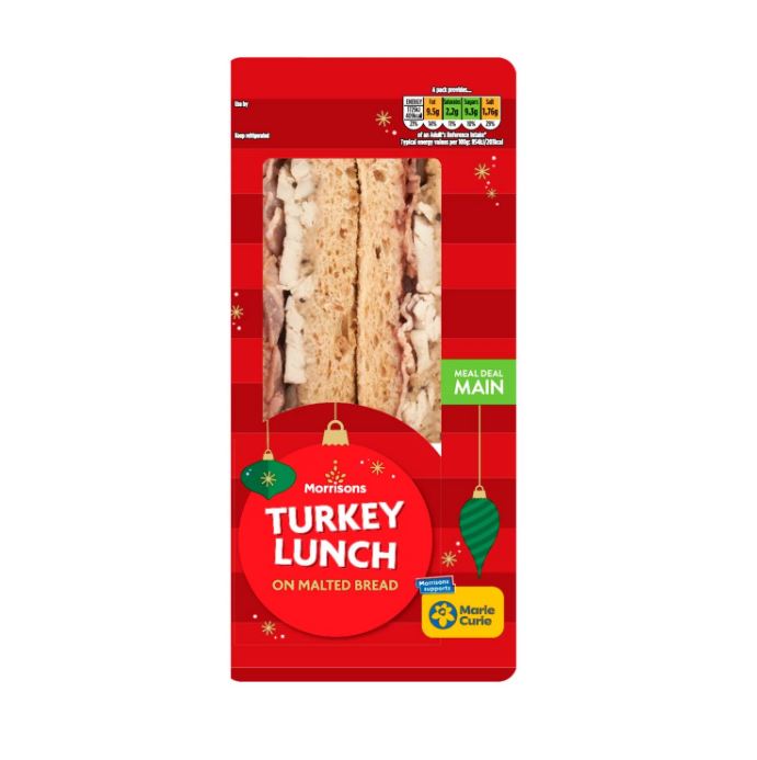 Morrisons Turkey Lunch sandwich on malted bread.