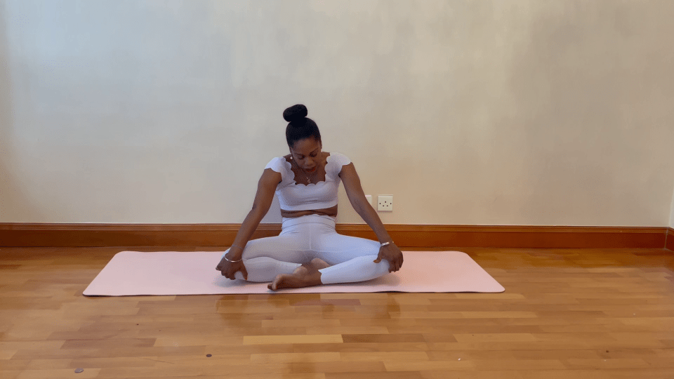 Yoga pose to relieve trapped wind.