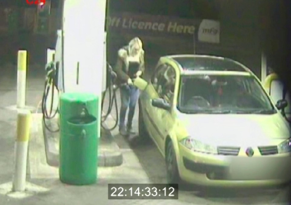 CCTV footage of Louise Porton at a petrol station.