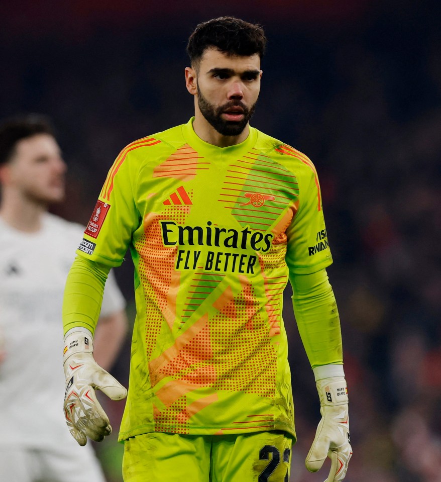 Arsenal's David Raya during a penalty shootout.