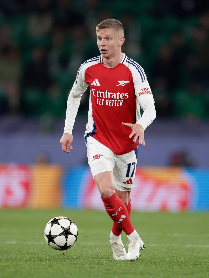Oleksandr Zinchenko of Arsenal in a Champions League match.
