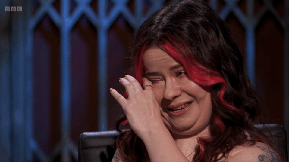 Woman crying.