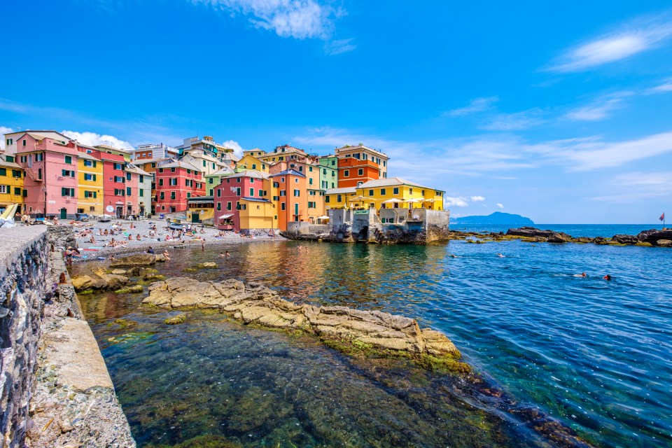 Boccadasse beach in Genoa, Italy.