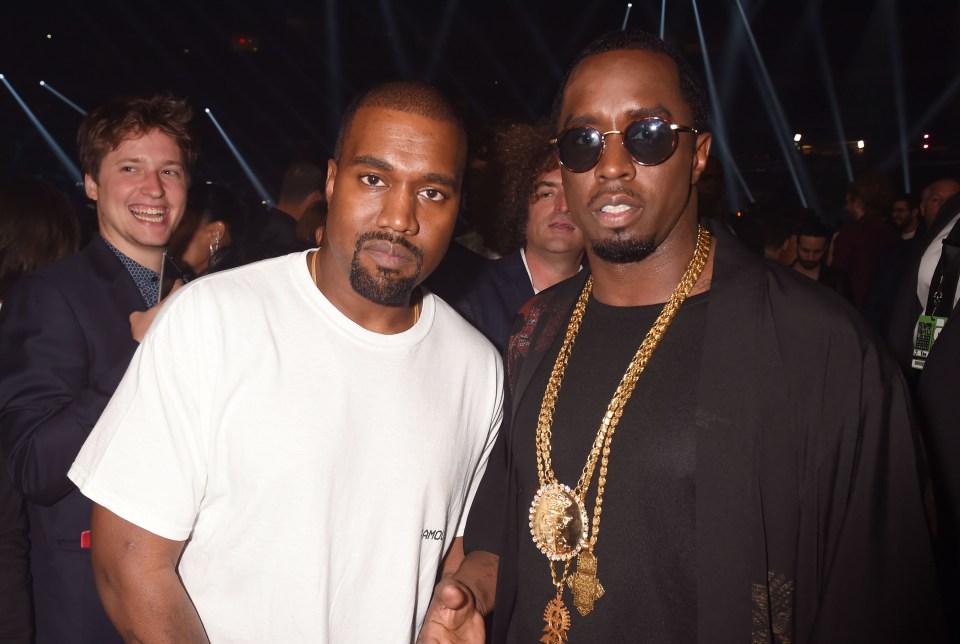 Kanye West and Sean "Diddy" Combs backstage at the 2016 MTV Video Music Awards.
