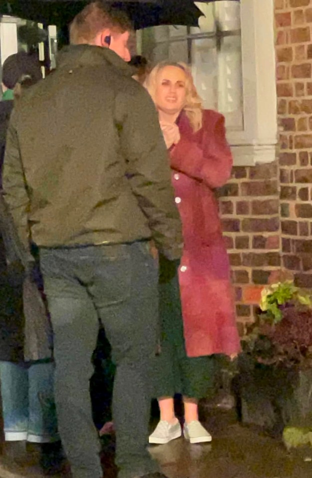 Danny Dyer and Rebel Wilson filming a Christmas movie.