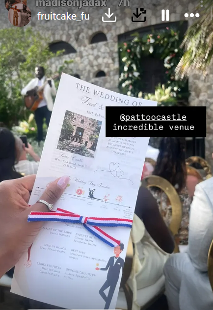 Wedding program at Pattoo Castle.