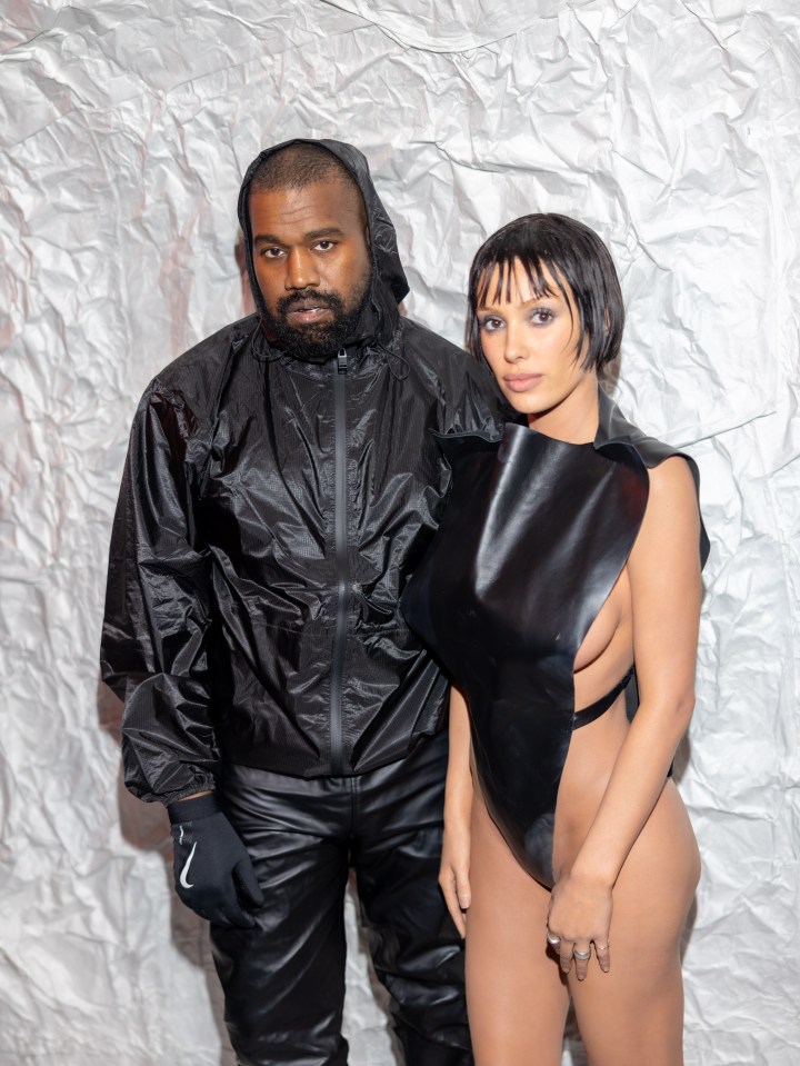 Kanye West and Bianca Censori at Milan Fashion Week.