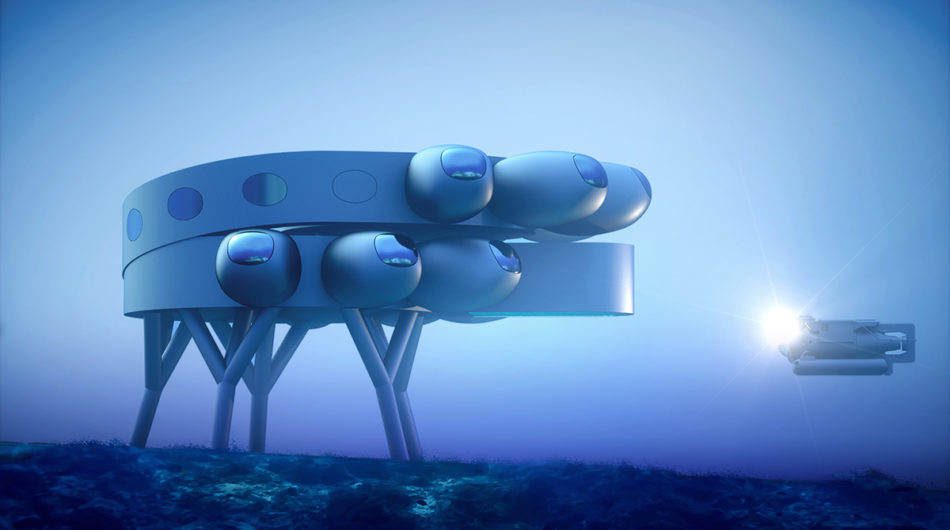 Illustration of the PROTEUS underwater research station.
