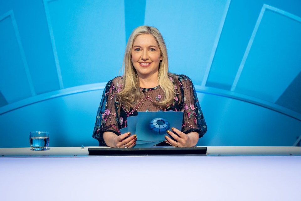 Victoria Coren Mitchell on the set of Only Connect.
