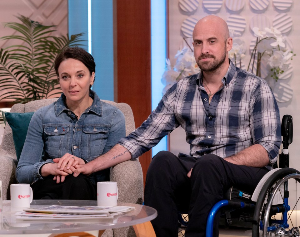 Amanda Abbington and Jonathan Goodwin on the Lorraine TV show.