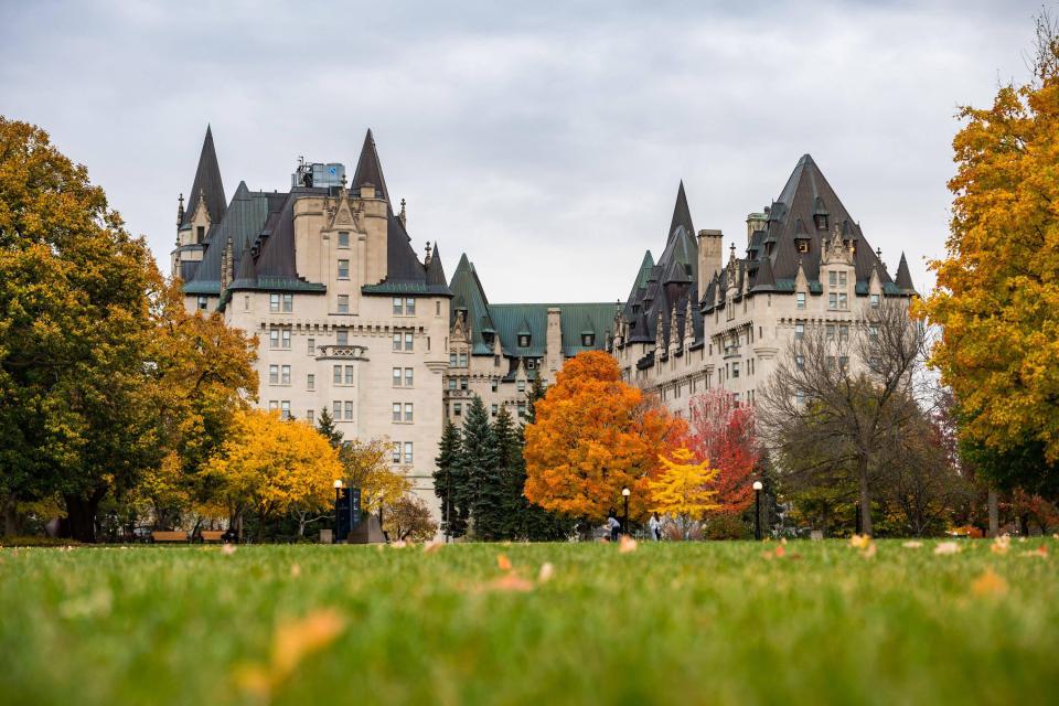 Fairmont Chateau Laurier in Ottawa during autumn.