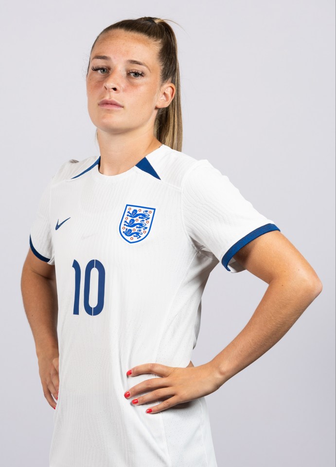 Ella Toone of England in her team jersey.