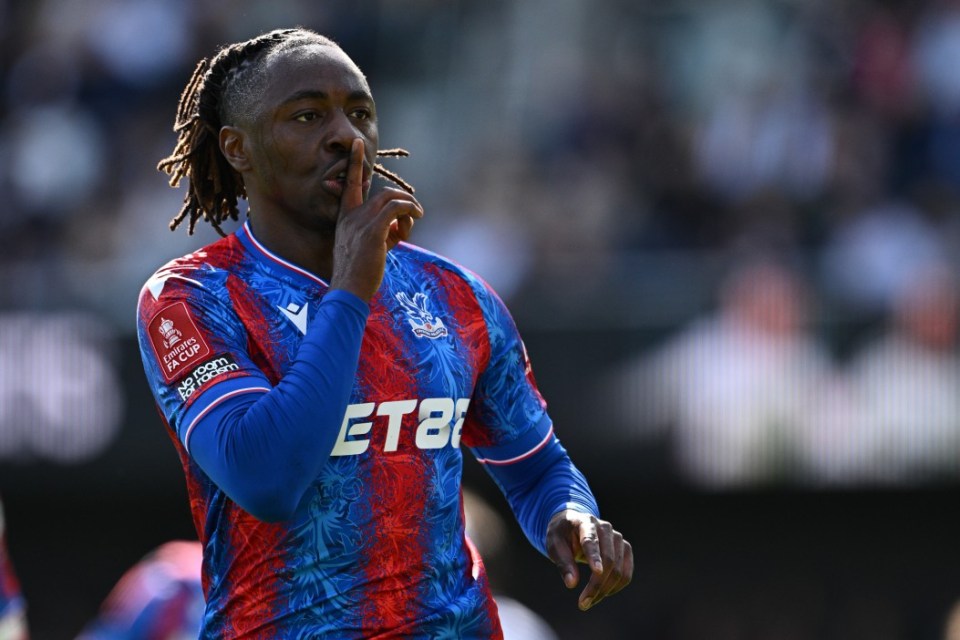 Ebere Eze of Crystal Palace celebrating a goal.