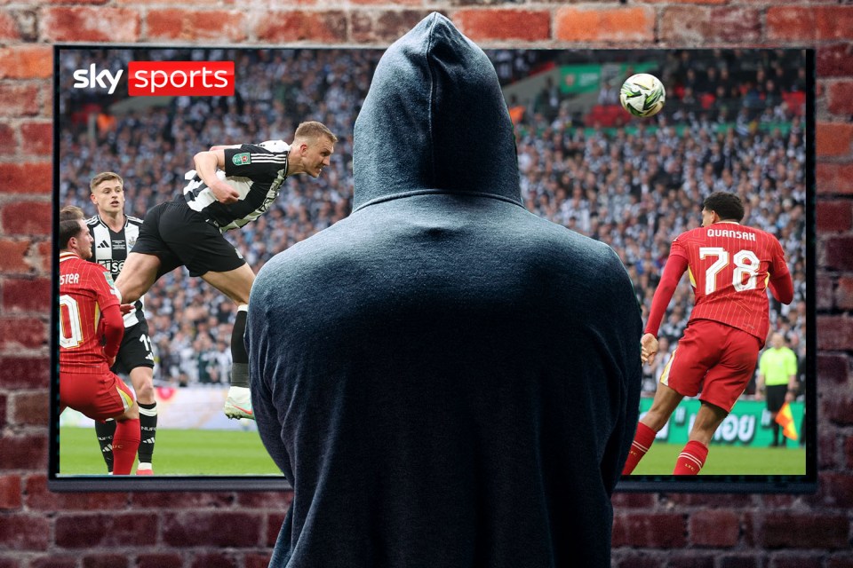 Person watching illegal stream of soccer game on Sky Sports.