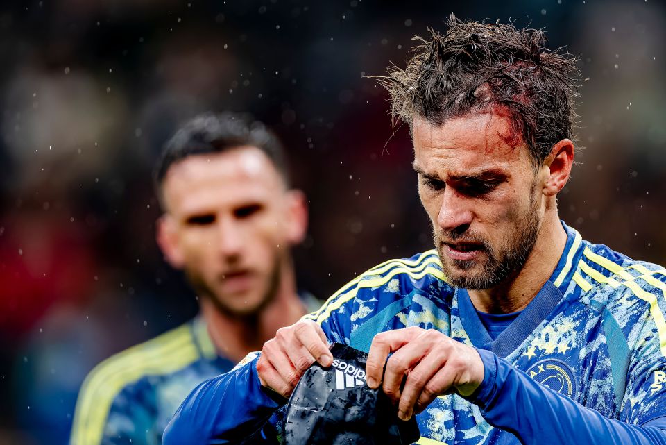 Daniele Rugani of AFC Ajax Amsterdam with a head injury during a match.