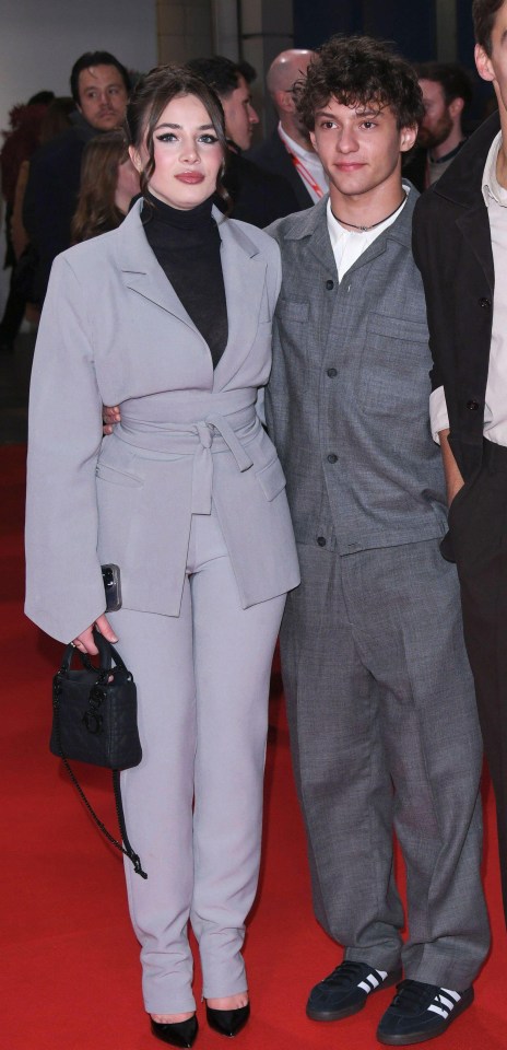Andrea Kimi Antonelli, George Russell, and Carmen Montero Mundt at the Formula 1 Season 2025 Opening Ceremony.