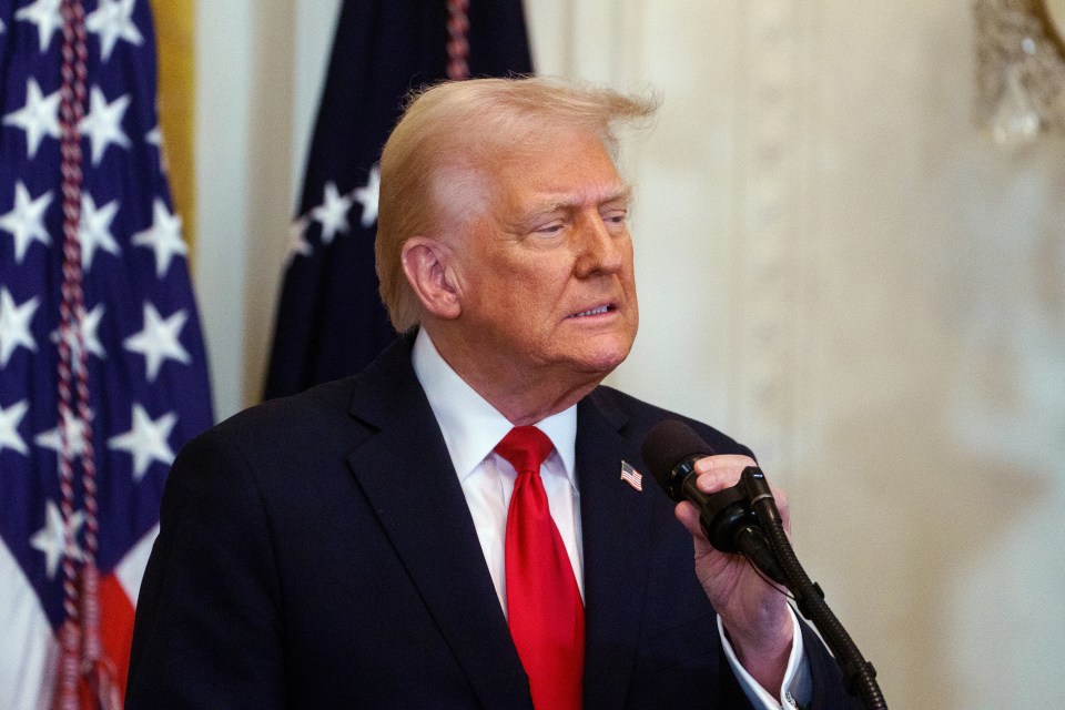 President Donald Trump speaking at a Women's History Month event.