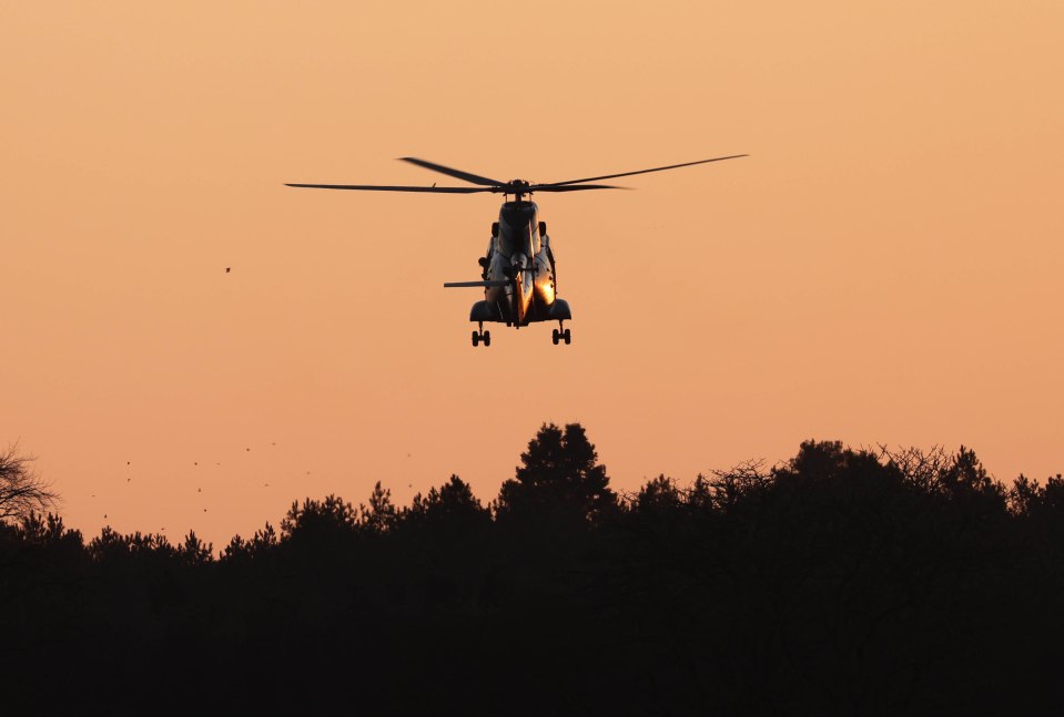 Helicopter arriving at Sandringham.