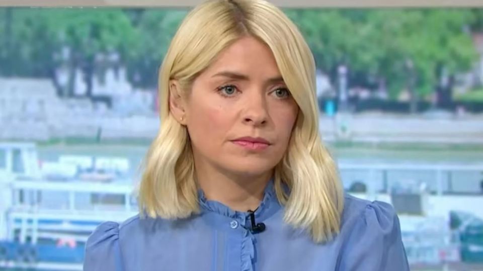 Holly Willoughby appearing upset.