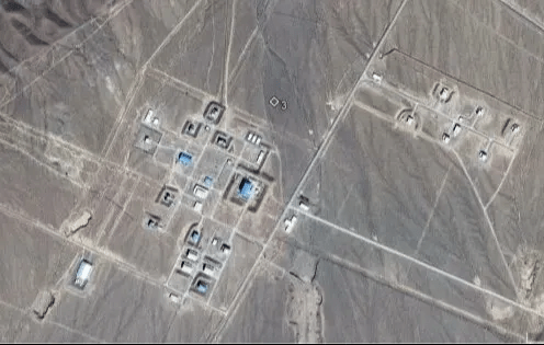 Aerial view of a remote military installation.