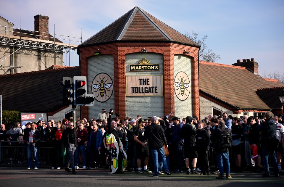 Manchester United fans protesting the Glazer ownership outside Old Trafford.