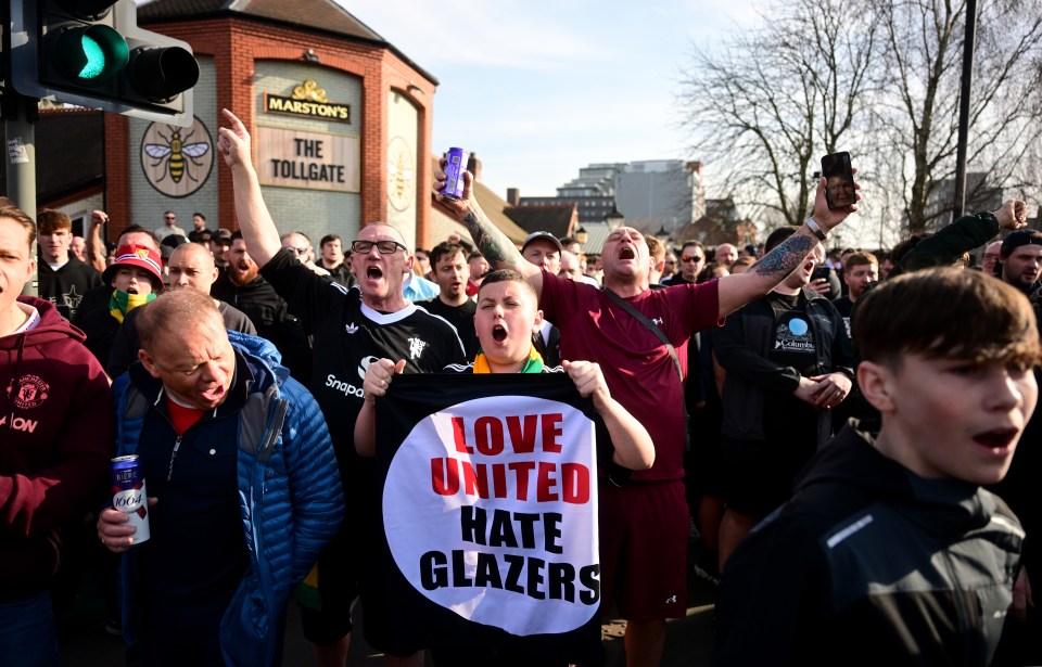 Manchester United fans protesting the Glazer ownership.