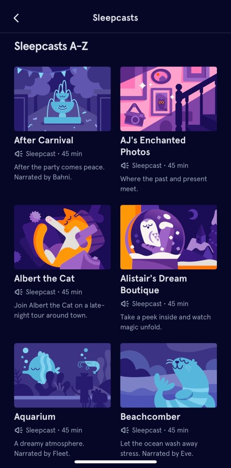 Illustration of sleepcast options.