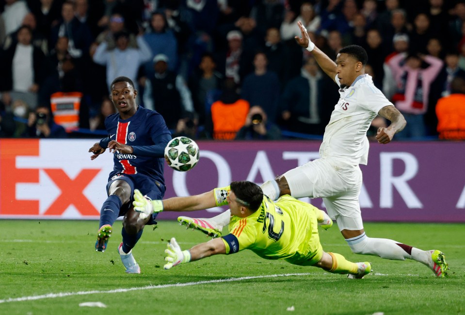 Nuno Mendes scoring a goal for Paris St Germain.