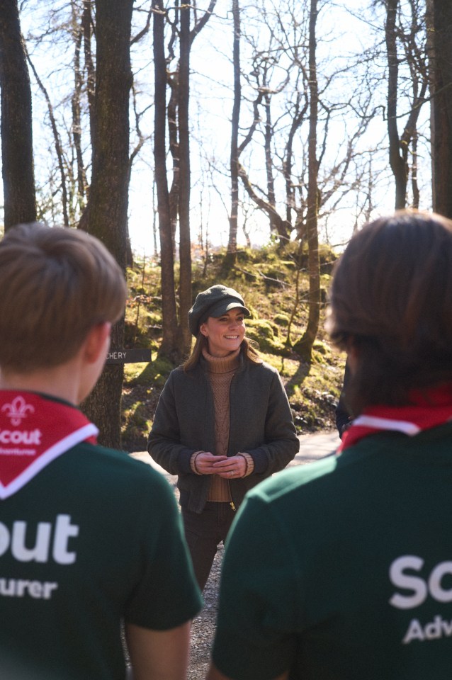 The Princess of Wales with Scouts near Lake Windermere.