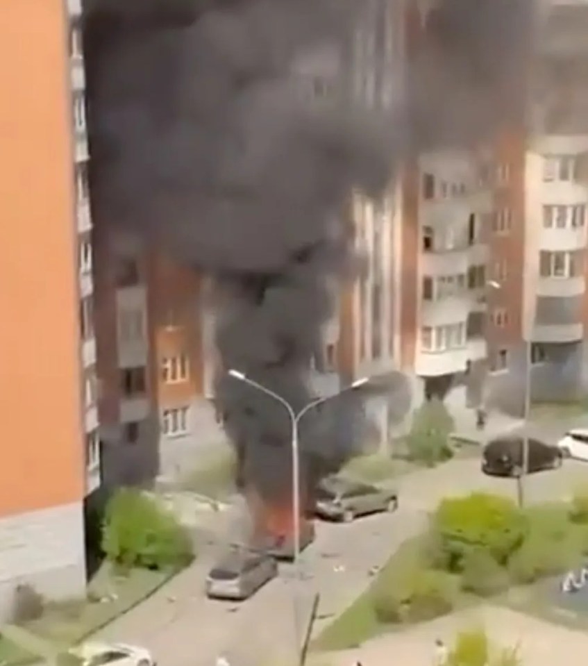 Burning car in Moscow.