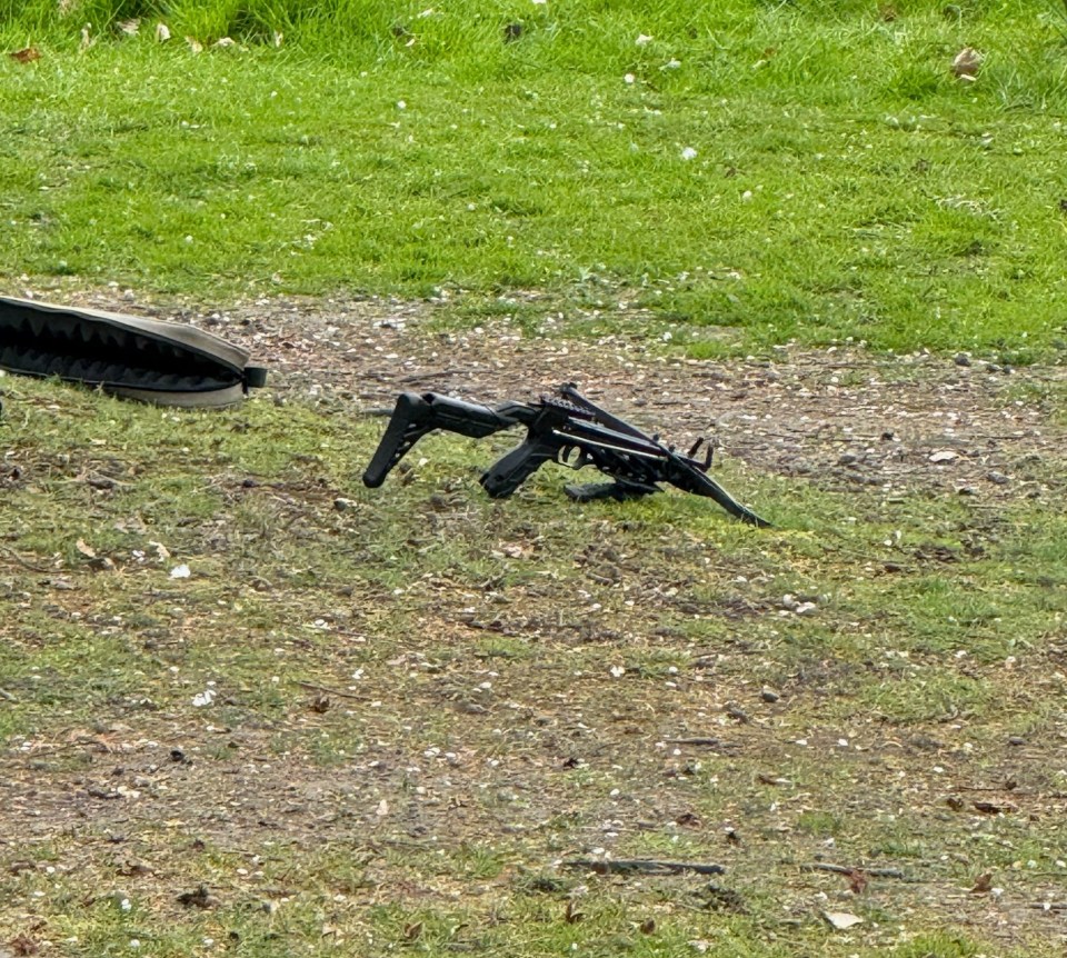 Crossbow on the ground.