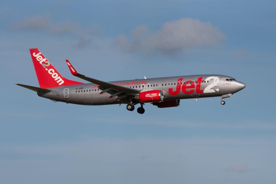 Jet2 Boeing 737 airplane landing.