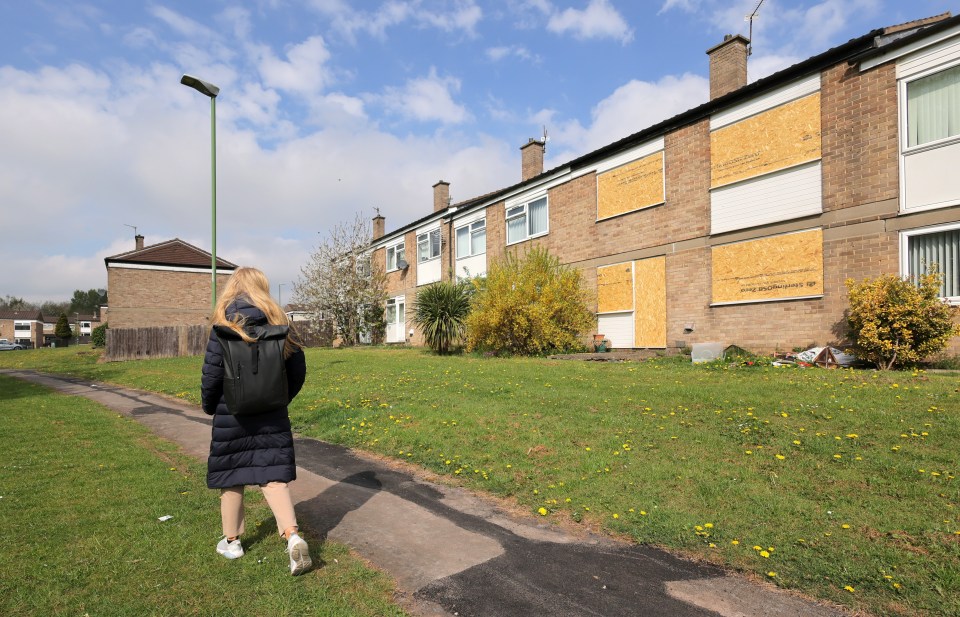 Boarded-up houses in Newton Aycliffe, County Durham.