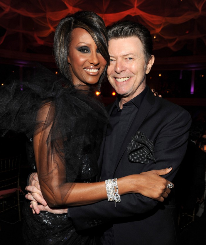 (EXCLUSIVE, Premium Rates Apply) NEW YORK - OCTOBER 15: *Exclusive* Iman and David Bowie at Hammerstein Ballroom during Keep A Child Alive's 6th Annual Black Ball hosted by Alicia Keys and Padma Lakshmi on October 15, 2009 in New York City. (Photo by Kevin Mazur/WireImage)