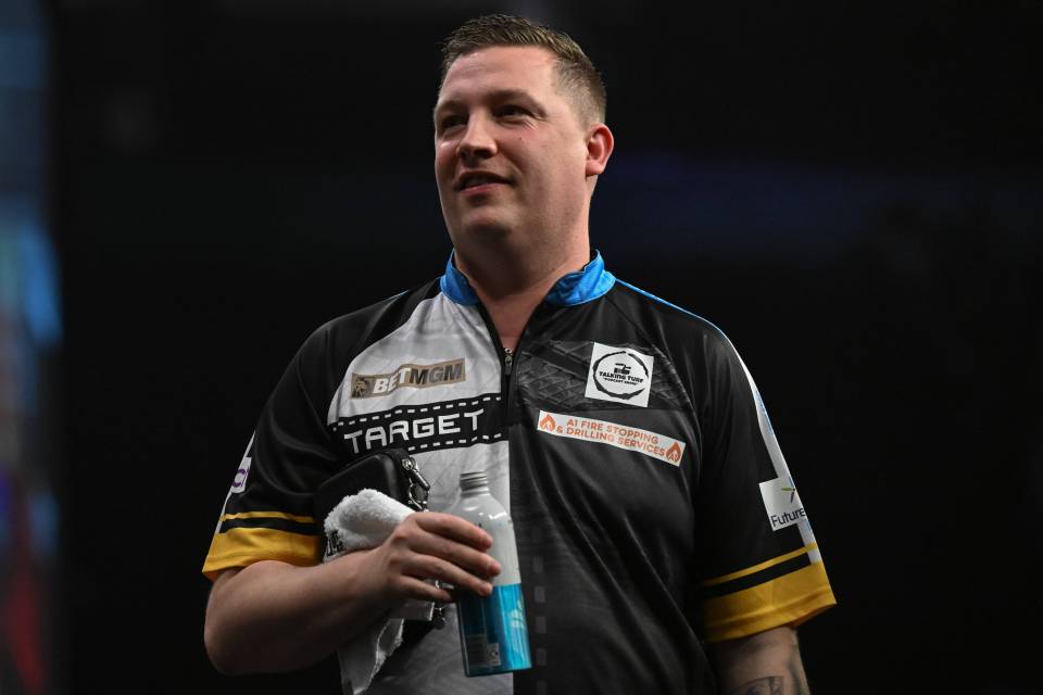 2025 Darts BetMGM Premier League - Manchester Chris Dobey following his match against Michael van Gerwen during the Darts 2025 BetMGM Premier League - at AO Arena, Manchester, England, United Kingdom on 10 April 2025, Credit:IMAGO / Avalon