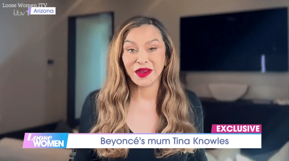 Screenshot of Beyoncé's mum Tina Knowles on Loose Women ITV.