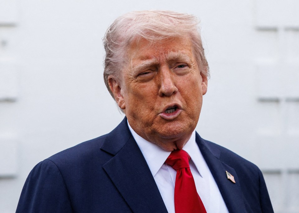 President Trump speaking to reporters at the White House.