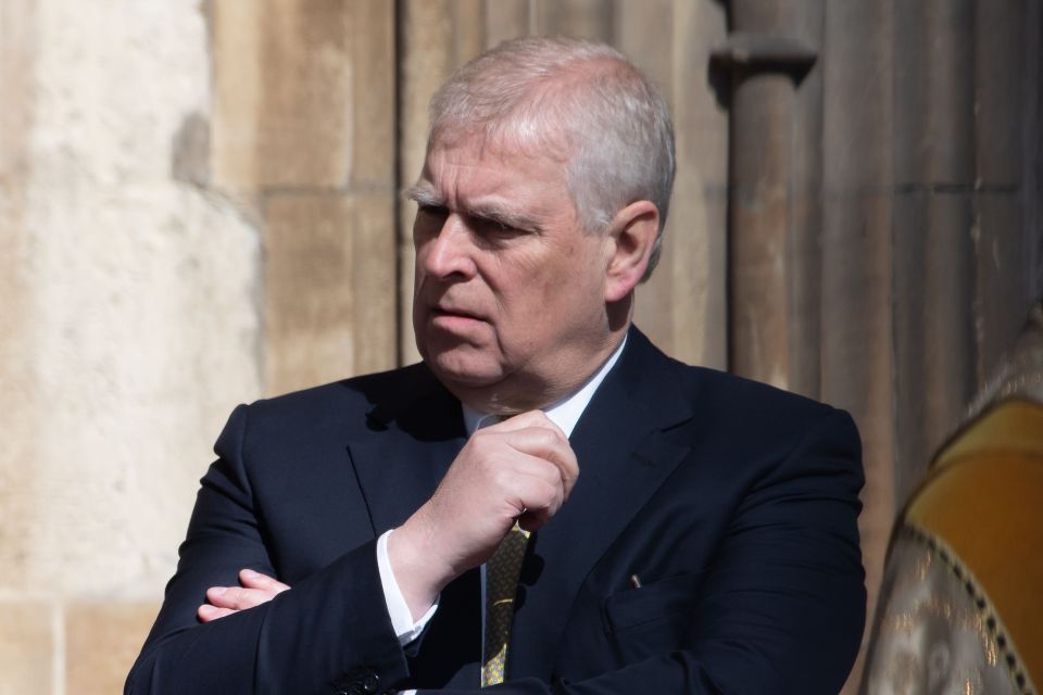 Prince Andrew outside St. George's Chapel at Windsor Castle.