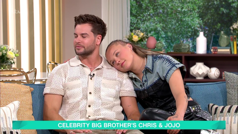 Chris Hughes and JoJo Siwa on a talk show.