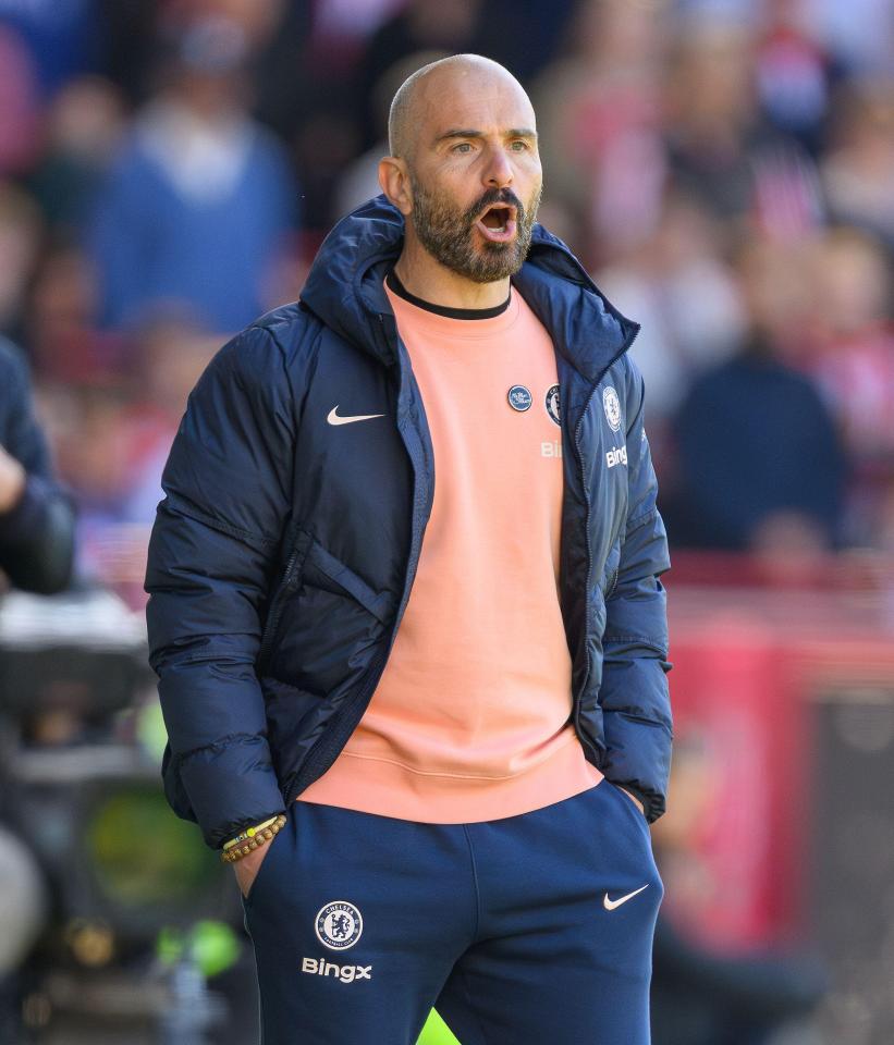 Enzo Maresca, Chelsea manager, at a Premier League match.