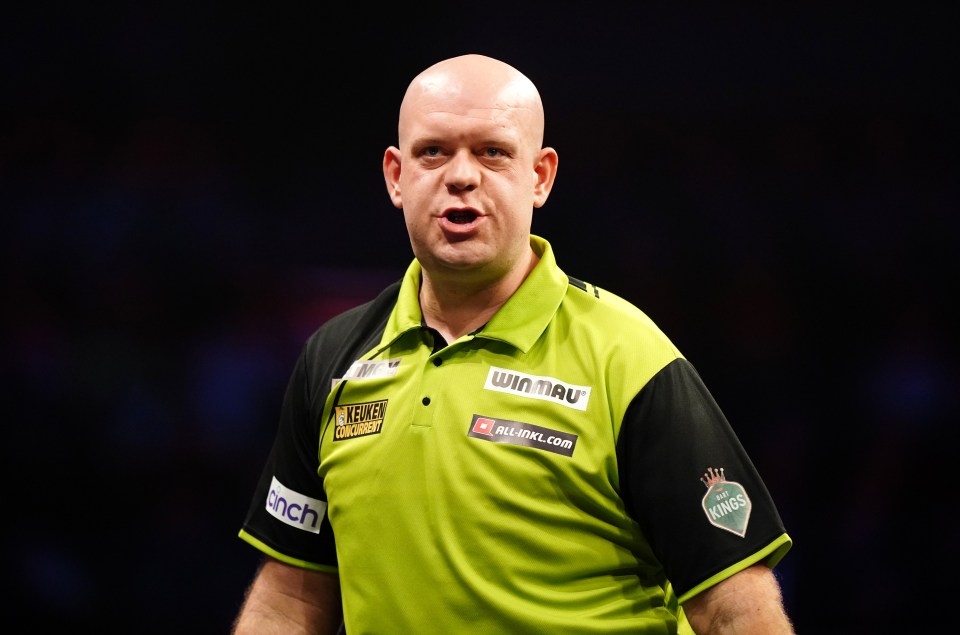 Michael van Gerwen at a darts match.