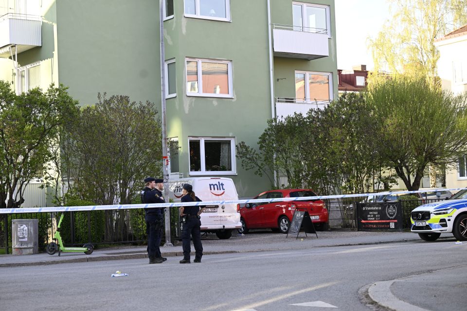 Police officers at a crime scene.