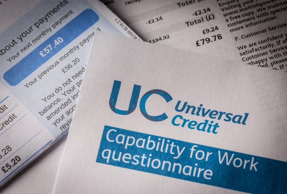 UK Universal Credit form and payment information.