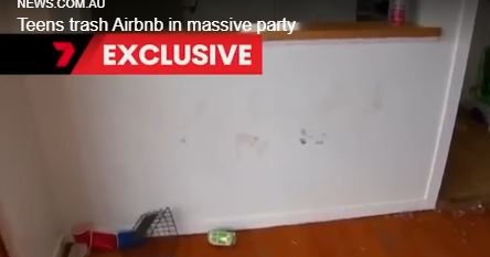 Trashed Brisbane Airbnb after a party.