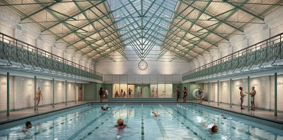 Illustration of the renovated Kings Hall Leisure Centre swimming pool.