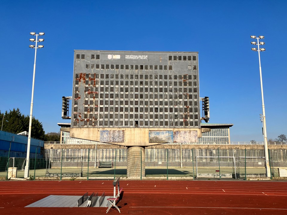 Decaying scoreboard at Crystal Palace National Sports Centre.
